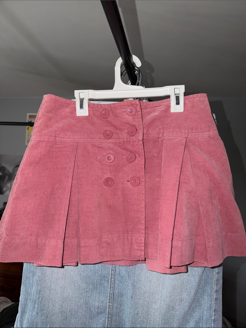 Gap Pink Velvet Pleated Button-Front Mini Skirt